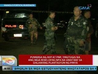 UB: AFP at PNP, tinutugis na ang mga NPA na umatake sa 2 plantasyon ng Pinya sa Bukidnon