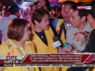 SONA: Jamby Madrigal, ipinatitigil na ang pa-raffle sa kanyang Facebook at Twitter page