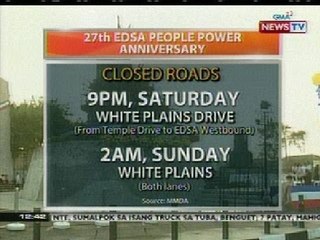 Download Video: BT: 27th EDSA People Power Anniversary closed roads