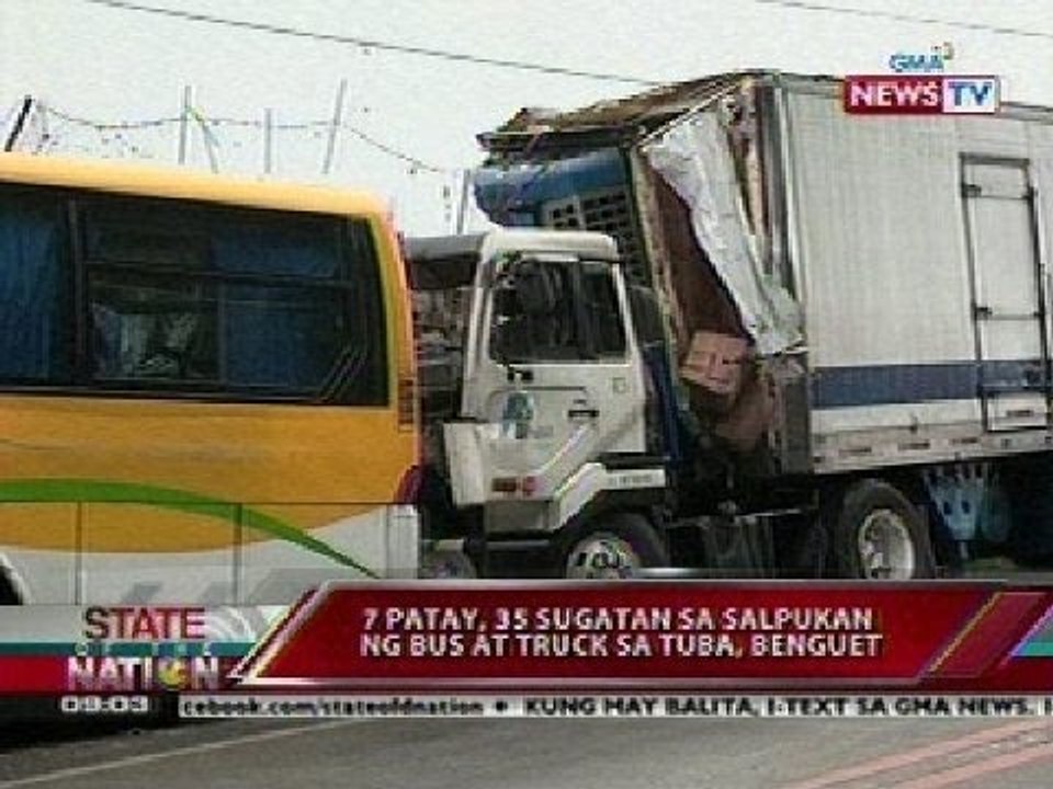 SONA: Pito patay, 35 sugatan sa salpukan ng tourist bus at truck sa Tuba, Benguet