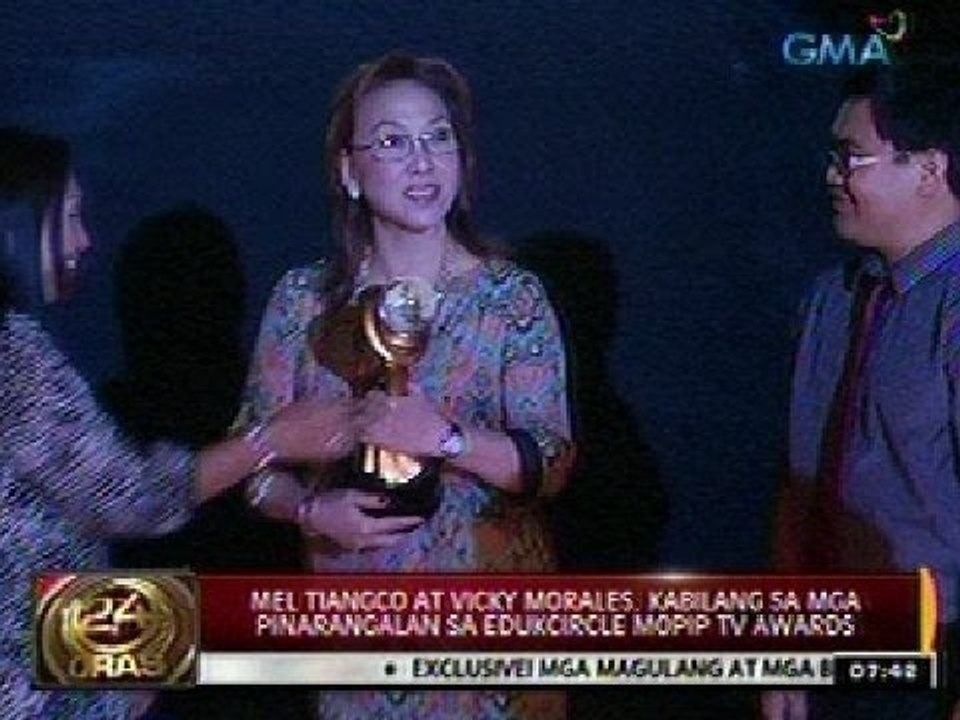 24 Oras:  Mel Tiangco at Vicky Morales, kabilang sa mga pinarangalan sa Edukcircle MOPIP TV Awards