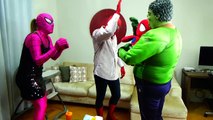 Spider Baby Prank! Spiderman vs Maleficent w Pink Spidergirl, Hulk, Frozen Elsa! Real Life Superhero