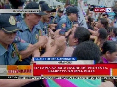 BT: Mga pulis at grupong Gabriela, nagkagirian nang mag-rally ang grupo malapit sa palasyo