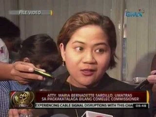 24 Oras: Atty. Maria Bernadette Sardillo, umatras sa pagkakatalaga bilang COMELEC commissioner