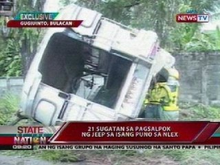 SONA: 21 sugatan sa pagsalpok sa puno ng isang jeep sa NLEX