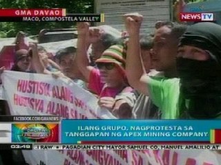 BP: Ilang grupo sa ComVal, nagprotesta sa tanggapan ng Apex Mining Company