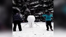 Ca vallait le coup pour la photo mais le bonhomme de neige n'aura pas duré longtemps