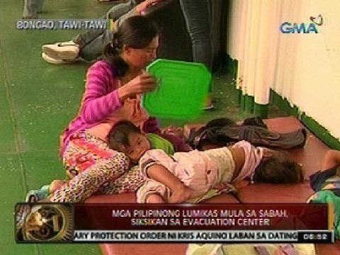 24 Oras: Mga Pilipinong lumikas mula sa Sabah, siksikan sa evacuation center