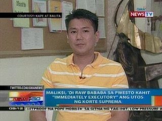NTG: Maliksi, 'di raw bababa sa pwesto kahit 'immediately executory' ang utos ng Korte Suprema