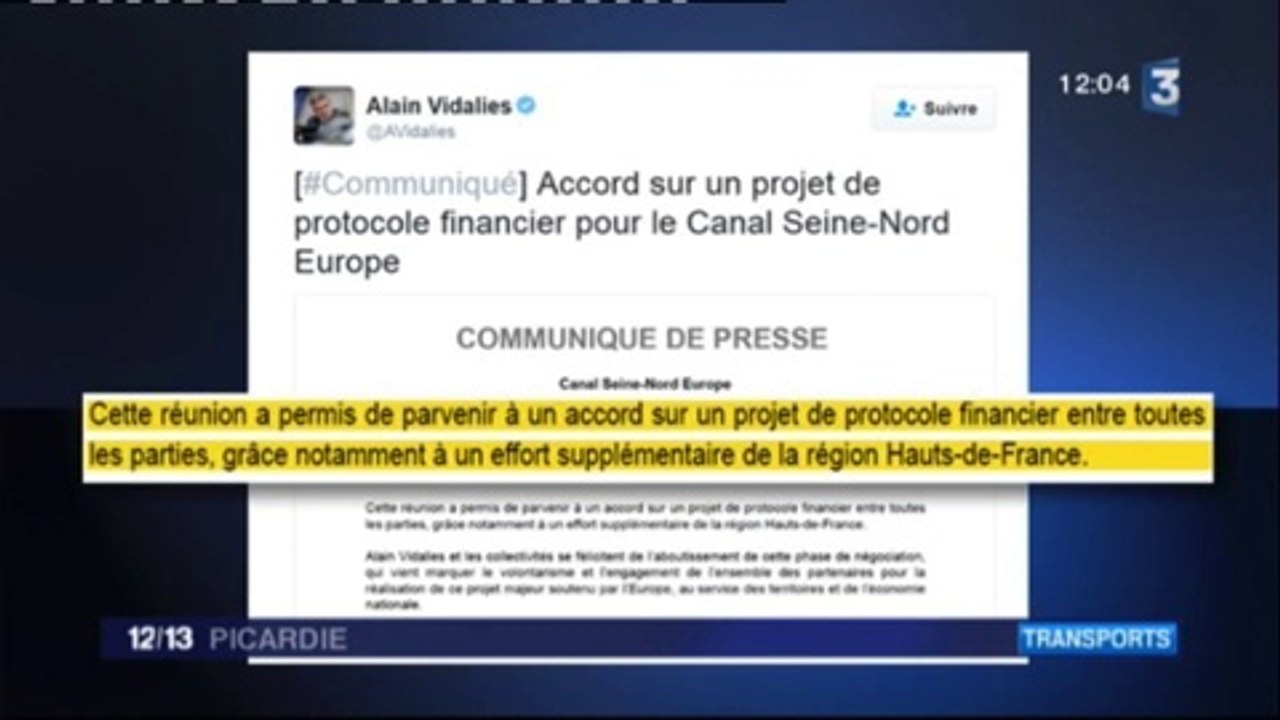 20161129-F3Pic-12-13-Hauts-de-France-Canal SNE : accord financier