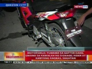 BT: Motorsiklo sa QC, tumama sa gutter dahil sa kawalan ng sinage