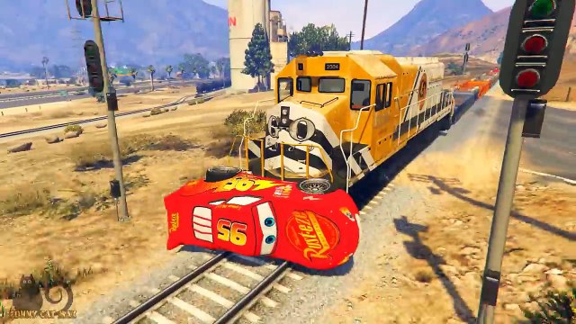 Lightning McQueen in Trouble | Spiderman Saves McQueen from Train | Fun Disney Cartoon For Kids