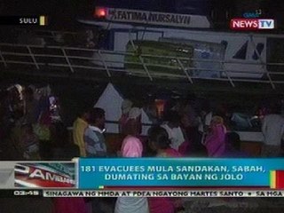 BP: 181 evacuees mula Sandakan, Sabah, dumating sa Jolo, Sulu