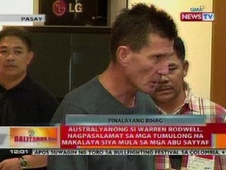 BT: Warren Rodwell, nagpasalamat sa mga tumulong na makalaya siya mula sa mga Abu Sayyaf