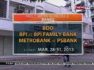 BT: Holy week banks and malls schedule