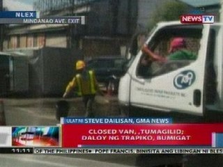NTL: Closed van sa NLEX, tumagilid