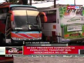 QRT: 30-day preventive suspension sa everlasting trasport bus, inirekomenda ng LTFRB