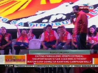 BT: Erap, sinuportahan si San Juan reelectionist Mayor Guia Gomez sa campaign rally
