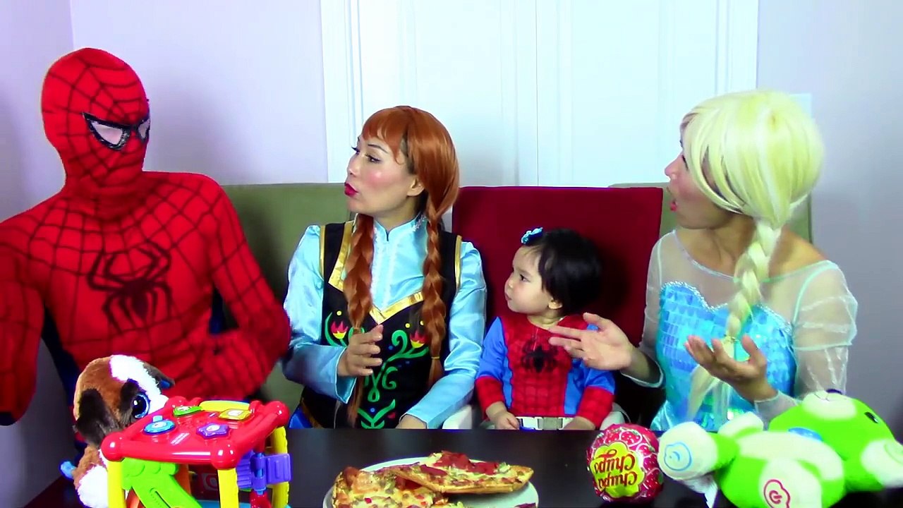 Spiderman, Elsa, Spider baby vs Gross Pizza & Joker Hotsauce Prank! Funny Superheroes in real lfie
