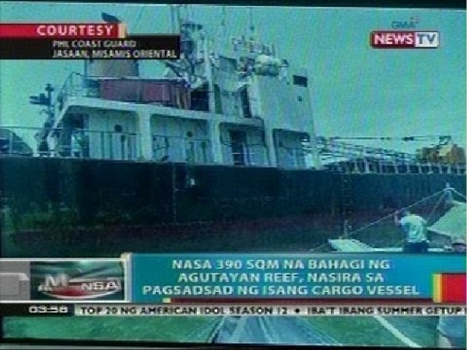 BP: Nasa 390 SQM na bahagi ng Agutayan Reef, nasira sa pagsadsad ng isang cargo vessel