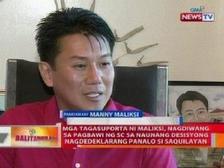 BT: Mga tagasuporta ni Maliksi, nagdiwang sa pagbawi ng SC sa desisyon panalo si Saquilayan