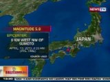 BT: Japan, niyanig ng magnitude 5.8 na lindol pasado 4:30 kaninang umaga