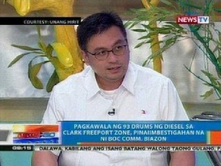 Pagkawala ng 93 drums ng diesel sa Clark Freeport Zone, pinaiimbestigahan na ni BOC Comm. Biazon