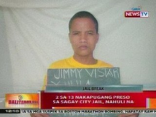 BT: 2 sa 13 nakapugang preso sa Sagay City Jail, nahuli na