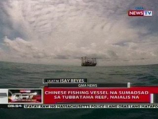 QRT: Chinese fishing vessel na sumadsad sa Tubbataha Reef, naialis na