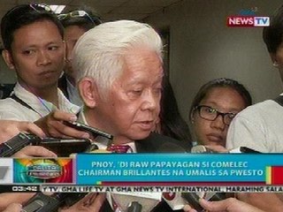 Télécharger la video: BP: PNoy, 'di raw papayagan si COMELEC Chairman Sixto Brillantes na umalis sa pwesto