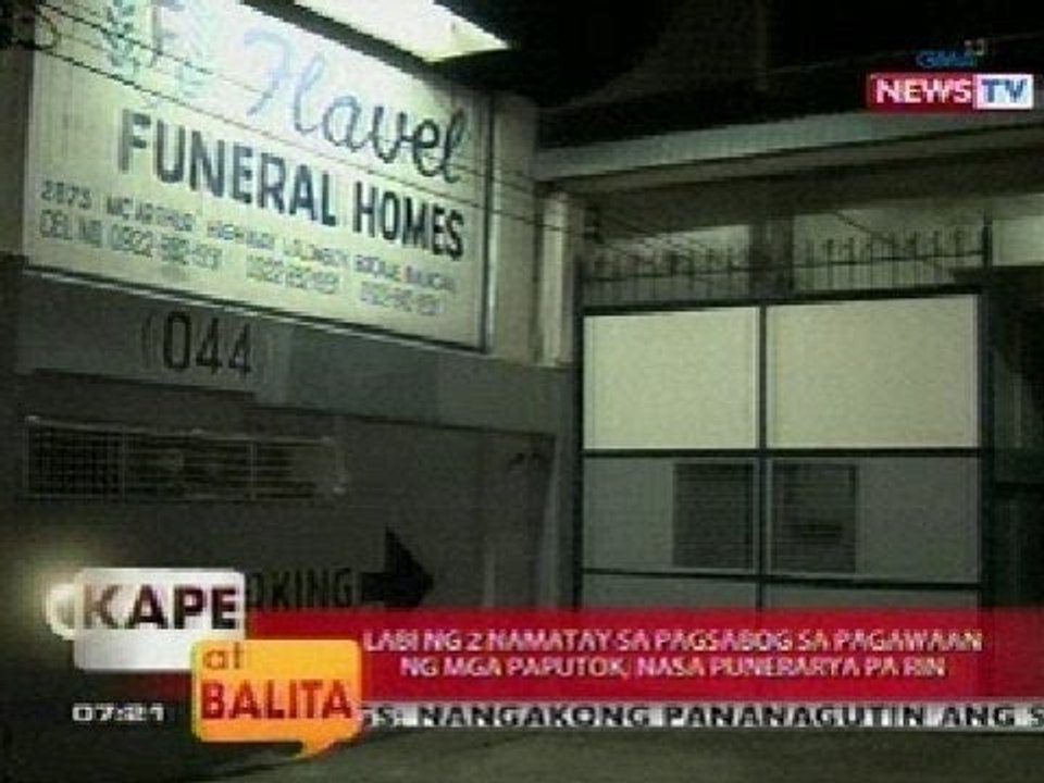 KB: Labi ng 2 namatay sa pagsabog sa Bulacan, nasa punerarya pa rin