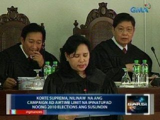 Saksi: SC, nilinaw na ang campaign ad airtime limit na ipinatupad noong 2010 Elections ang susundin