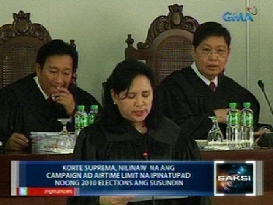 Saksi: SC, nilinaw na ang campaign ad airtime limit na ipinatupad noong 2010 Elections ang susundin