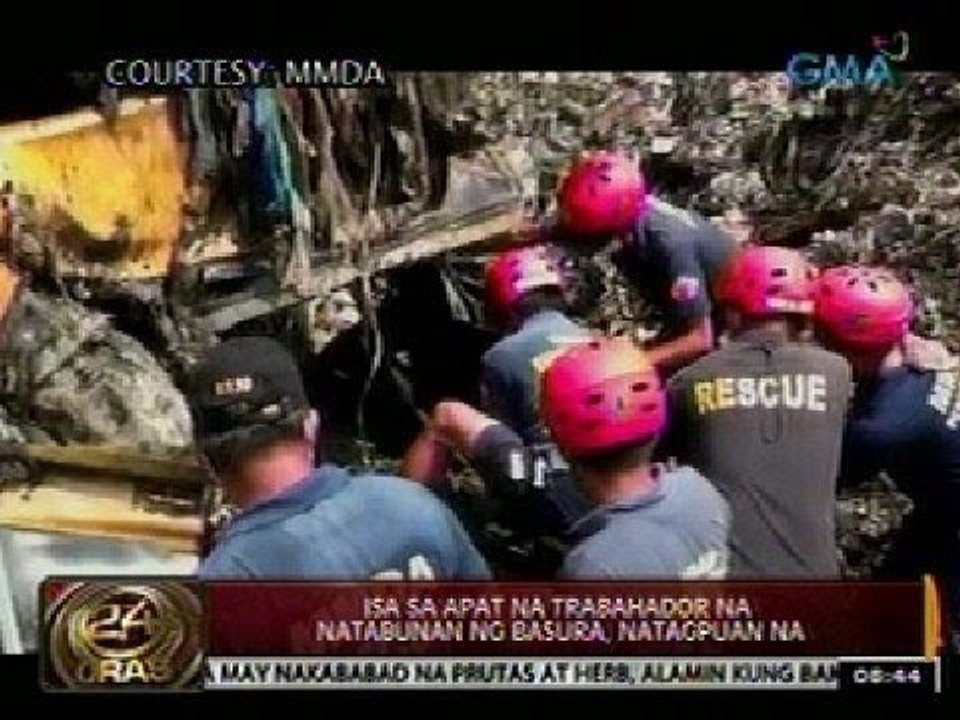 24 Oras: Isa sa apat trabahador na natabunan ng gumuhong basura, natagpuan na