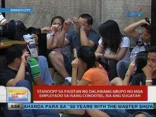 UB: Standoff sa pagitan ng dalawang grupo ng mga empleyado sa isang condotel, isa ang sugatan