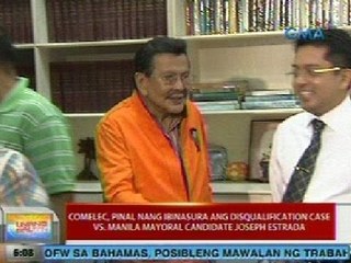 UB: Comelec, pinal nang ibinasura ang disqualification case vs Erap