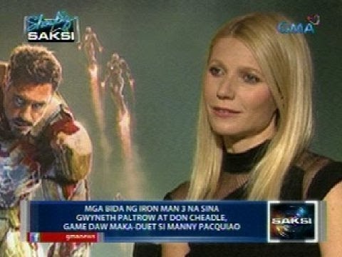 Saksi: Iron Man 3 stars Gwyneth Paltrow at Don Cheadle, game daw maka-duet si Manny Pacquiao