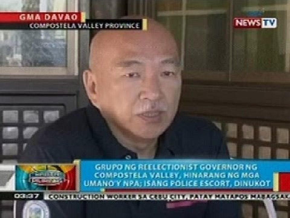 BP: Grupo ng reelectionist Governor ng ComVal, hinarang ng mga NPA; isang police escort, dinukot