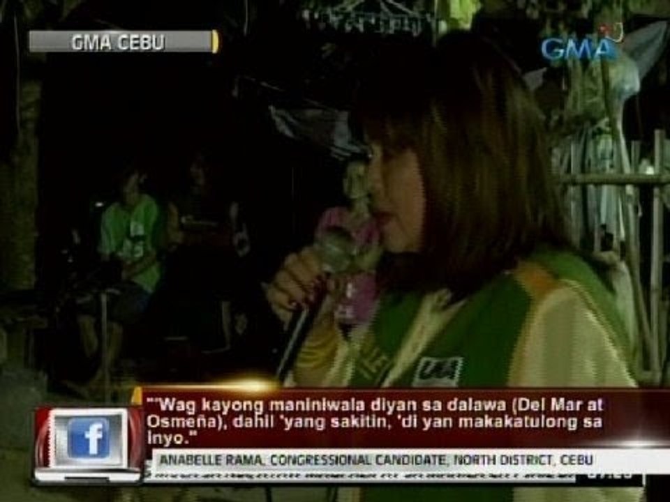 24 Oras: Grupo ni Annabelle Rama at ni   Raul Del Mar, nagpatutsadahan sa   kampanya