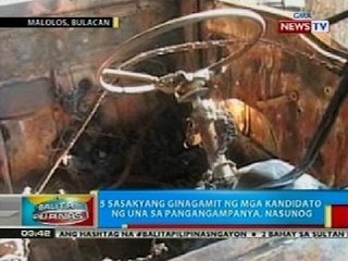 BP: Central headquarters Gov. Mangudadatu at 5 sasakyan ng UNA sa Bulacan, nasunog