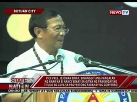 SONA: VP Binay, binanggit ang anak na si Nancy Binay sa gitna ng pamimigay ng titulo ng lupa