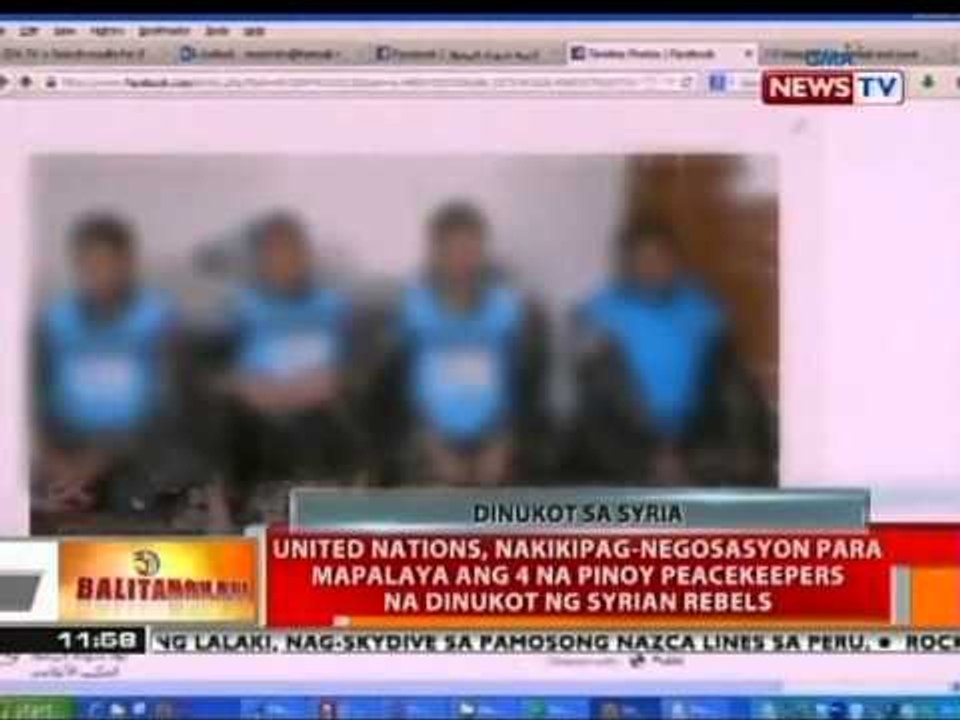 BT: UN, nakikipag-negosasyon para mapalaya ang 4 na Pinoy peacekeepers na dinukot ng Syrian rebels