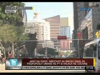 24 Oras: Apat na Pinoy, arestado sa Macau dahil sa pagpupuslit umano ng P1-B halaga ng cocaine