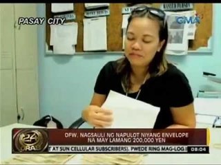 24 Oras: OFW, nagsauli ng napulot niyang envelope na may lamang 200,000 Yen