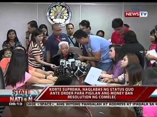 Korte Suprema, naglabas ng status quo ante order para pigilan ang money ban resolution ng Comelec
