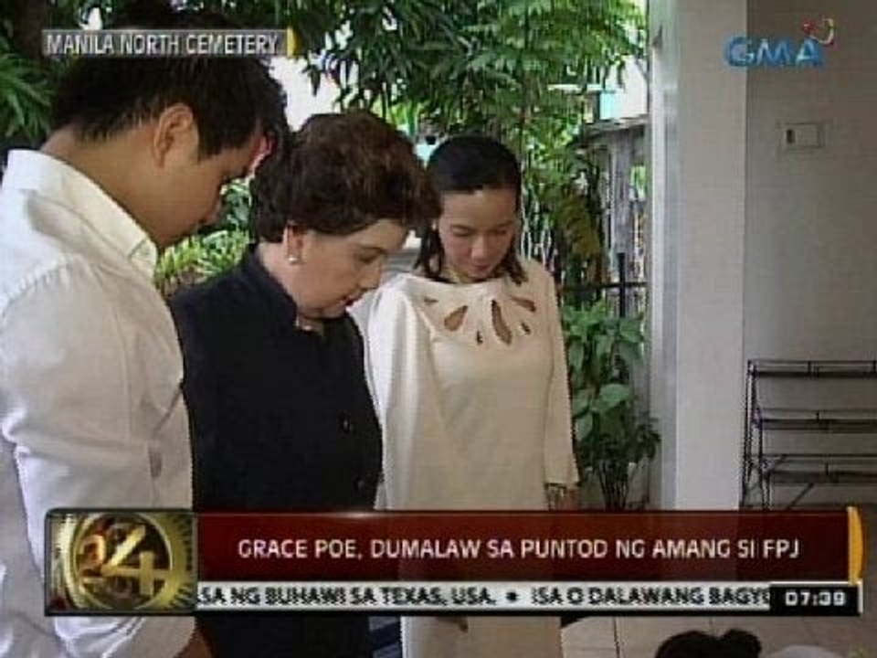 24 Oras: Grace Poe, dumalaw sa puntod ng amang si FPJ
