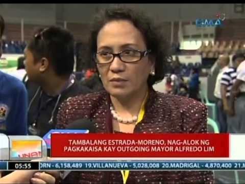 UB: Tambalang Estrada-Moreno, nag-alok ng pagkakaisa kay outgoing Mayor Alfredo Lim
