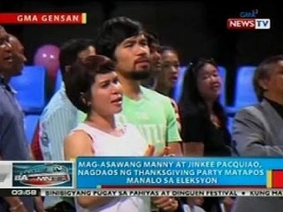 BP: Mag-asawang Manny at Jinkee Pacquiao, nagdaos ng thanksgiving party