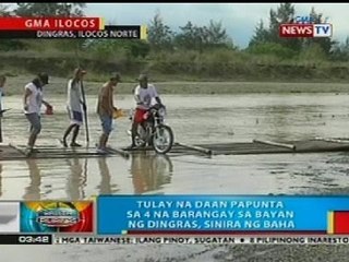 BP: Tulay na daan papunta sa 4 na barangay sa Dingras, Ilocos Norte, sinira ng baha