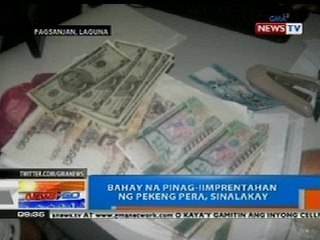 NTG: Bahay na pinag-iimprentahan ng pekeng pera, sinalakay